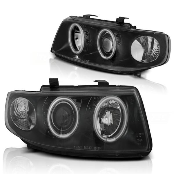 Scheinwerfer CCFL Angel Eyes für Seat Leon 1M / Toledo 1M Bj. 99-06 Schwarz