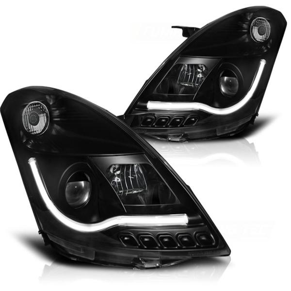 Scheinwerfer LED Tagfahrlicht Optik für Suzuki Swift 5 Bj. 10-16 Schwarz LTI