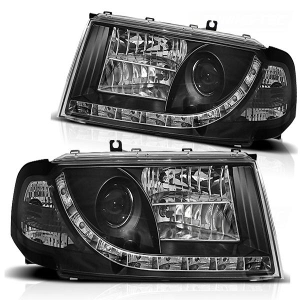 Scheinwerfer LED Tagfahrlicht Optik für Skoda Octavia 1 (1U) Bj. 00-10 Schwarz