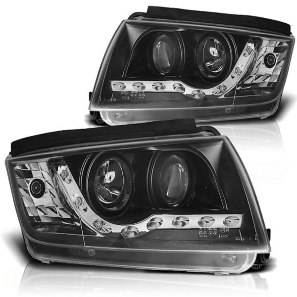 Scheinwerfer LED Tagfahrlicht Optik für Skoda Fabia 1 Bj. 99-08 Schwarz