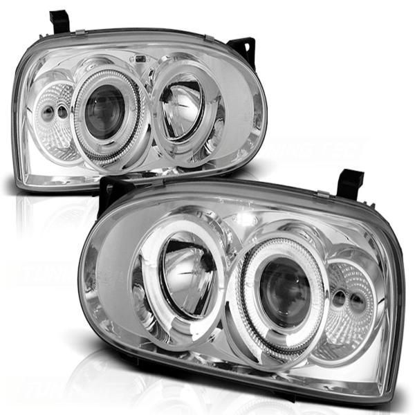 LED Angel Eyes Scheinwerfer für VW Golf 3 91-97 chrom