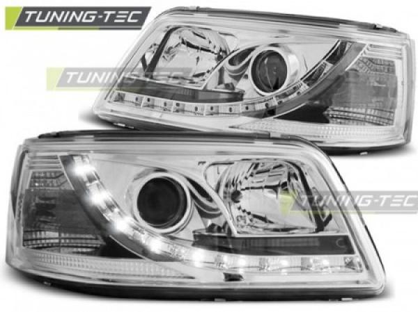 Scheinwerfer LED Tagfahrlicht Optik für VW T5 Bj. 03-09 Chrom