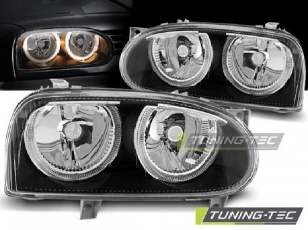 Scheinwerfer Angel Eyes für VW Golf 3 91-97 Schwarz