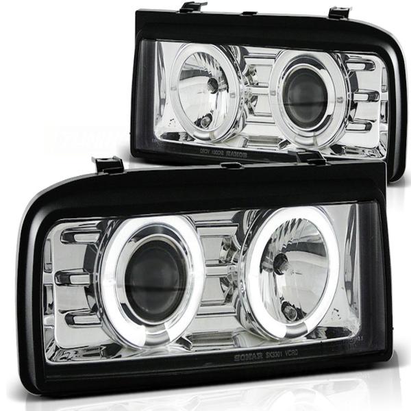 LED Angel Eyes Scheinwerfer für VW Corrado 88-95 chrom