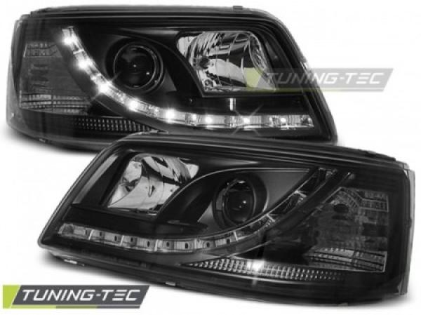 Scheinwerfer LED Tagfahrlicht Optik für VW T5 Bj. 03-09 Schwarz