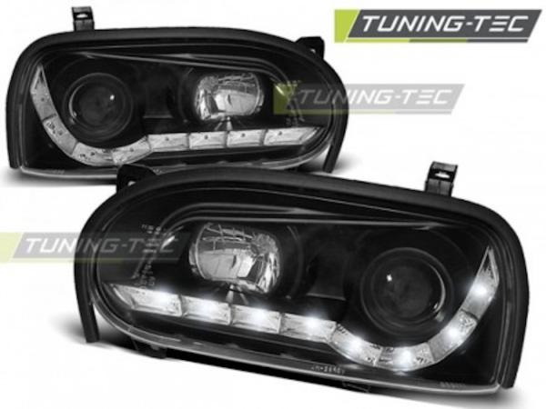 LED Tagfahrlicht Design Scheinwerfer für VW Golf 3 91-97 schwarz