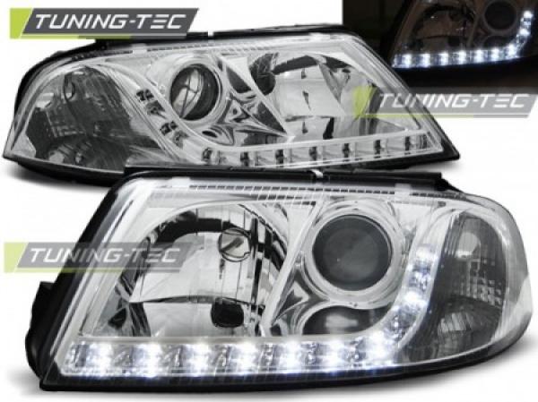 Scheinwerfer LED Tagfahrlicht Optik für VW Passat 3BG Bj. 00-05 Chrom