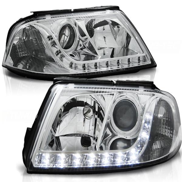 Scheinwerfer LED Tagfahrlicht Optik für VW Passat 3BG Bj. 00-05 Chrom