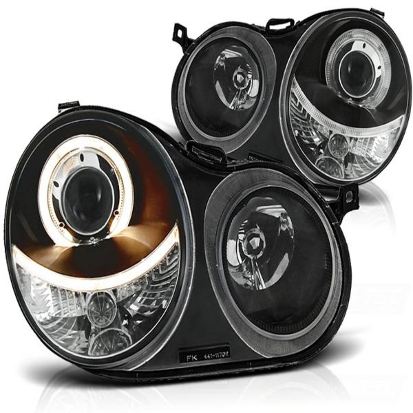 Scheinwerfer Angel Eyes für VW Polo 9N Bj. 01-05 Schwarz