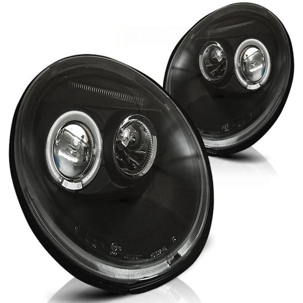 LED Angel Eyes Scheinwerfer für VW New Beetle 98-05 schwarz