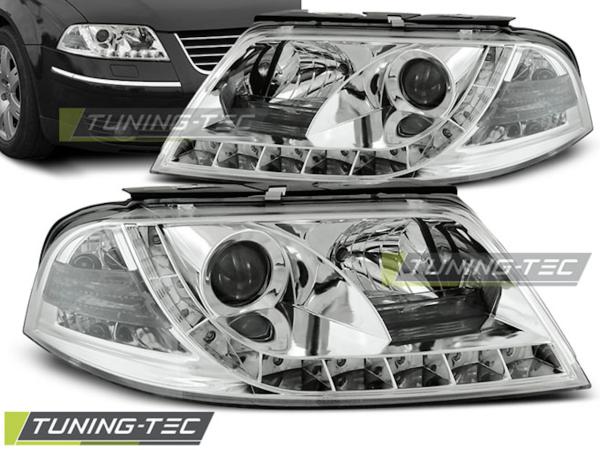 Scheinwerfer LED Tagfahrlicht Optik für VW Passat 3BG Bj. 00-05 Chrom