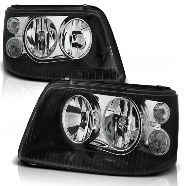 Doppellinsen Scheinwerfer Klarglas für VW T5 Bj. 03-09 Schwarz