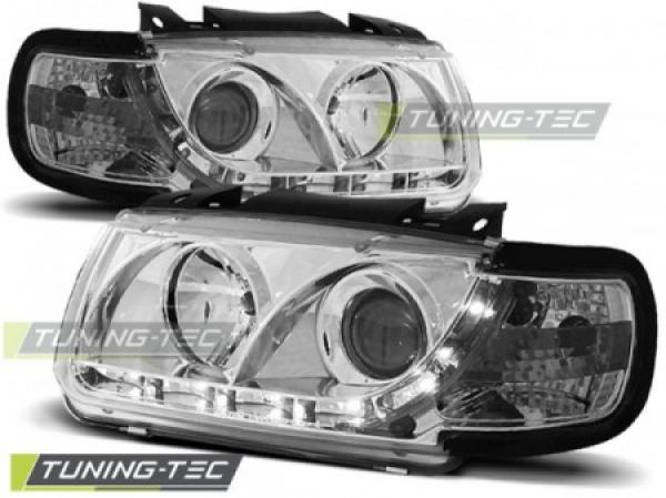 Scheinwerfer LED Tagfahrlicht Optik für VW Polo 6N Bj. 94-99 Chrom