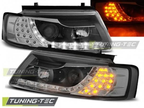 Scheinwerfer Tagfahrlicht Optik für VW Passat 3B Bj. 96-00 Schwarz LED Blinker