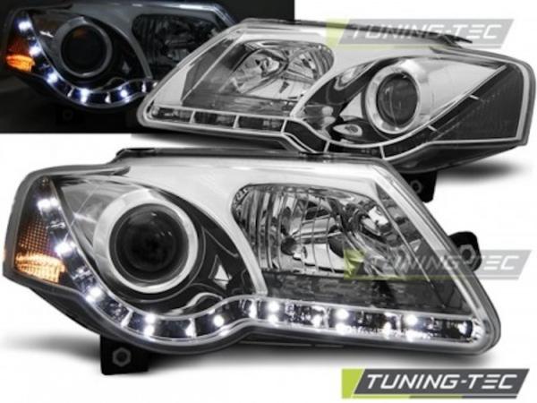 Scheinwerfer LED Tagfahrlicht Optik für VW Passat 3C B6 Bj. 05-10 Chrom