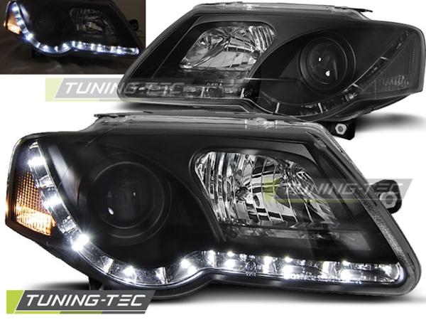 LED Tagfahrlicht Design Scheinwerfer für VW Passat 3C B6 05-10 schwarz