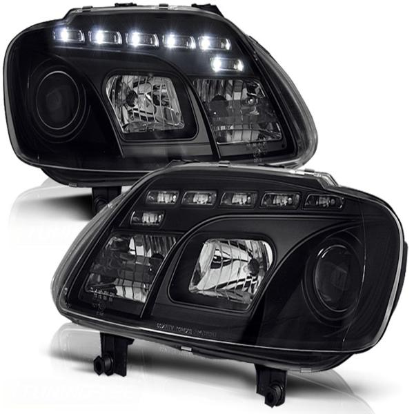 Scheinwerfer LED Tagfahrlicht Optik für VW Touran 1T / Caddy 3 (2K) Schwarz