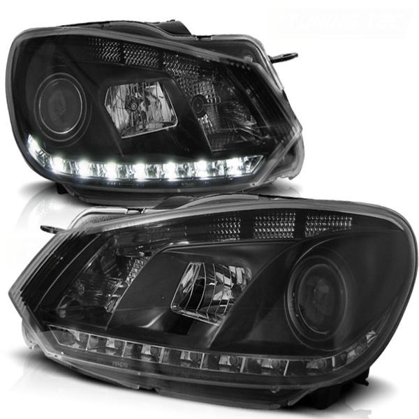 LED Tagfahrlicht Scheinwerfer für VW Golf 6 08-12 schwarz