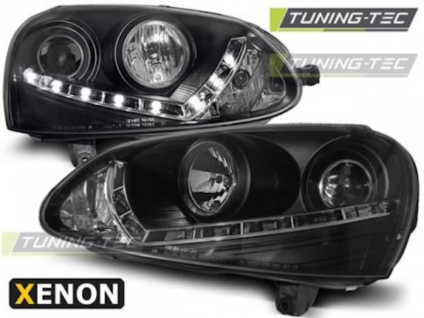 Xenon Scheinwerfer LED Tagfahrlicht Optik für VW Golf 5 Jetta 5  03-10 Schwarz