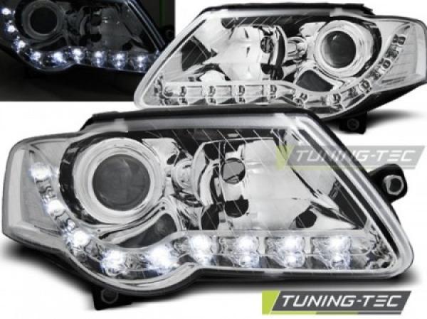 Scheinwerfer LED Tagfahrlicht Optik für VW Passat 3C B6 Bj. 05-10 Chrom