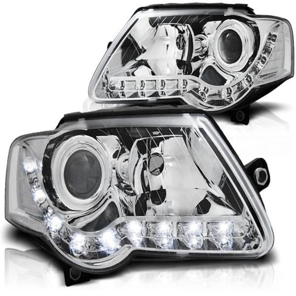 Scheinwerfer LED Tagfahrlicht Optik für VW Passat 3C B6 Bj. 05-10 Chrom