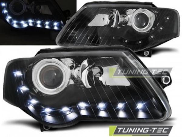 Scheinwerfer LED Tagfahrlicht Optik für VW Passat 3C B6 Bj. 05-10 Schwarz