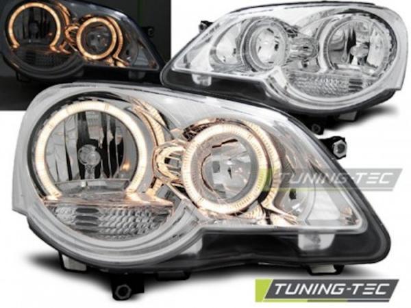 Scheinwerfer Angel Eyes für VW Polo 9N3 Bj. 05-09 Chrom