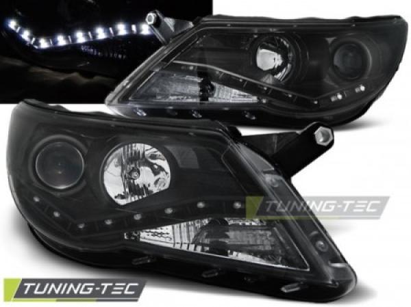 Scheinwerfer LED Tagfahrlicht Optik für VW Tiguan 5N Bj. 07-11 Schwarz