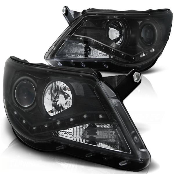 Scheinwerfer LED Tagfahrlicht Optik für VW Tiguan 5N Bj. 07-11 Schwarz