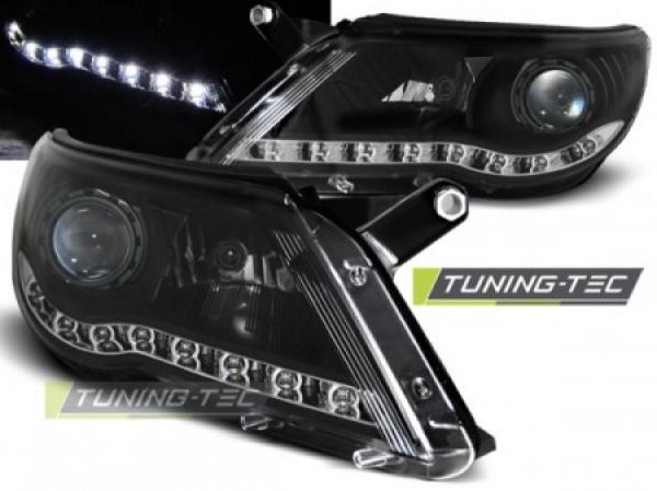 Scheinwerfer LED Tagfahrlicht Optik für VW Tiguan 5N Bj. 07-11 Schwarz