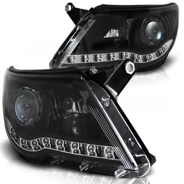 Scheinwerfer LED Tagfahrlicht Optik für VW Tiguan 5N Bj. 07-11 Schwarz