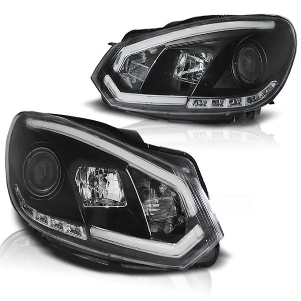 LED Tagfahrlicht Scheinwerfer für VW Golf 6 08-12 schwarz