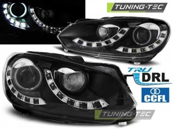 Scheinwerfer DRL LED Tagfahrlicht für VW Golf 6 Bj. 08-13 Schwarz Single DRL