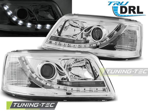 LED Tagfahrlicht Scheinwerfer für VW T5 03-09 chrom