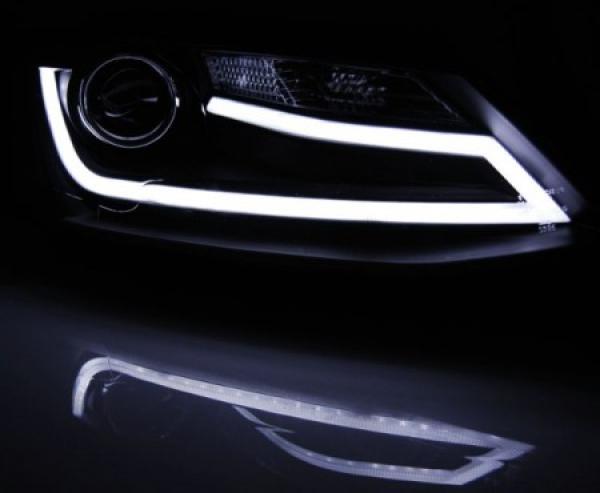 Scheinwerfer LED Tagfahrlicht Optik für VW Jetta 6 Bj. 11-18 Schwarz LTI