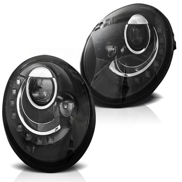 LED Tagfahrlicht Design Scheinwerfer für VW New Beetle 98-05 schwarz