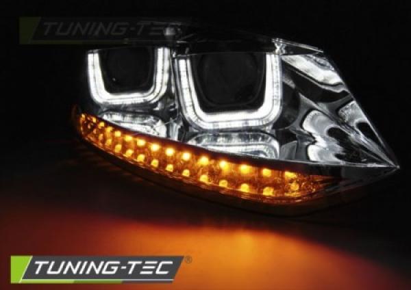 Scheinwerfer U-Tube LED Tagfahrlicht Optik für VW Polo 6R 6C Bj. 09-17 Chrom