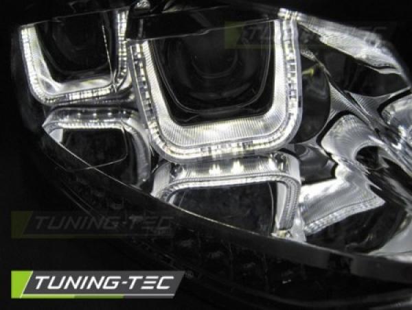 Scheinwerfer U-Tube Tagfahrlicht Optik für VW Polo 6R Chrom dynamischem Blinker