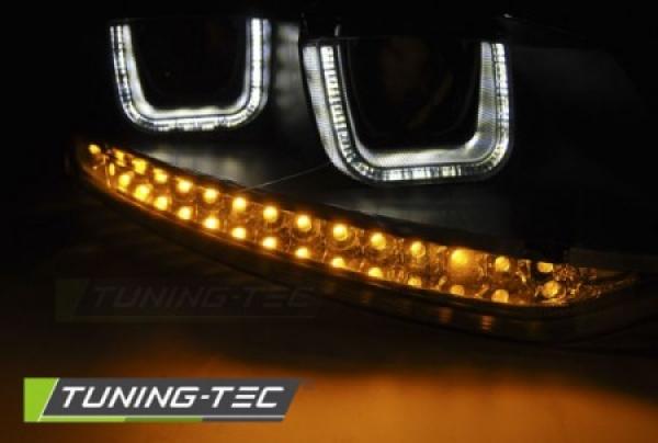 Scheinwerfer U-Tube Tagfahrlicht Optik für VW Polo 6R Black dynamischem Blinker