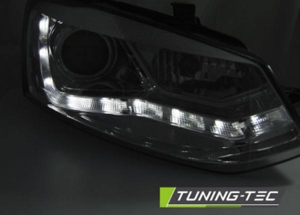 LED Tagfahrlicht Design Scheinwerfer für VW Polo 6R 09-14 chrom