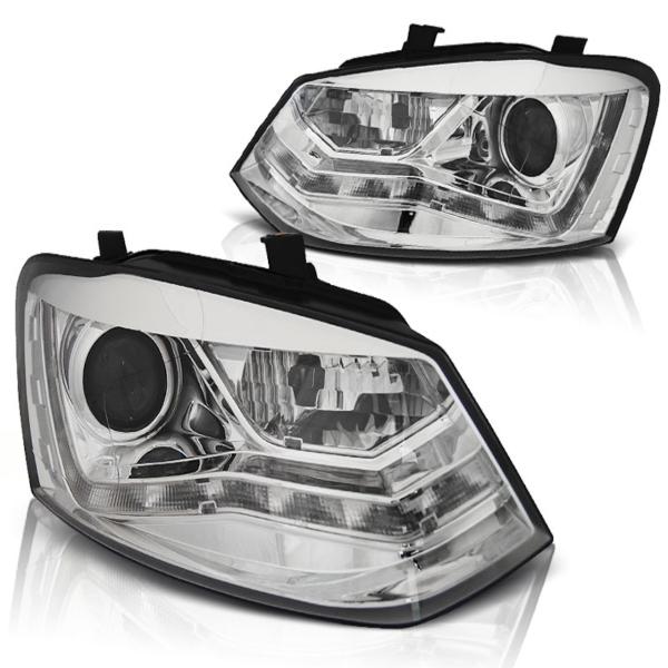LED Tagfahrlicht Design Scheinwerfer für VW Polo 6R 09-14 chrom