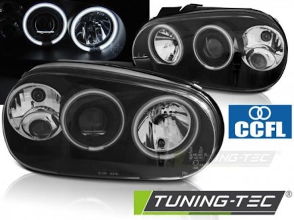 Scheinwerfer CCFL Angel Eyes für VW Golf 4  97-03 Schwarz mit Nebelscheinwerfer