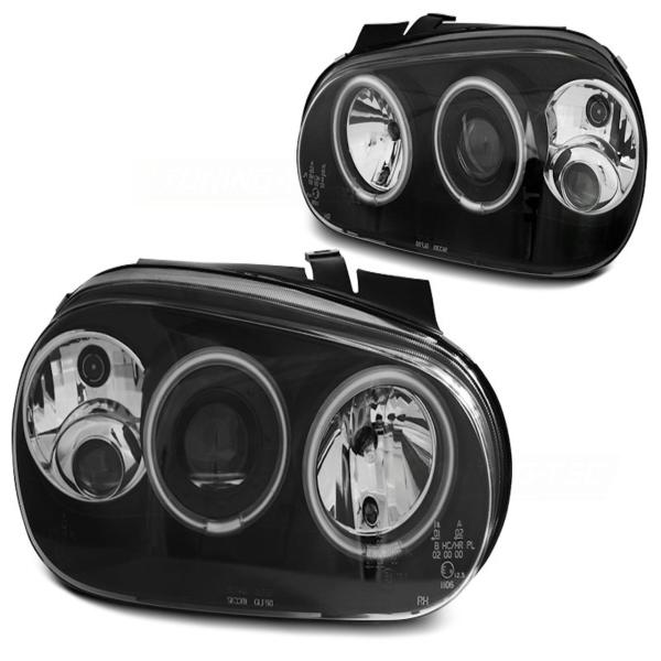 Scheinwerfer CCFL Angel Eyes für VW Golf 4  97-03 Schwarz mit Nebelscheinwerfer