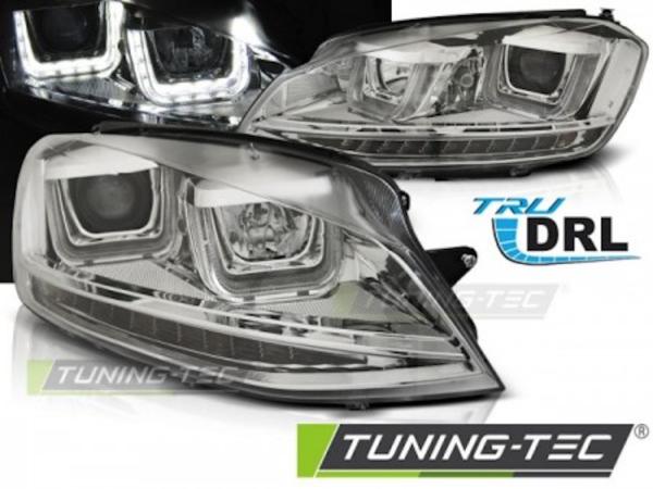 Scheinwerfer U-Tube LED Tagfahrlicht für VW Golf 7 12-16 Chrom mit LED Blinker