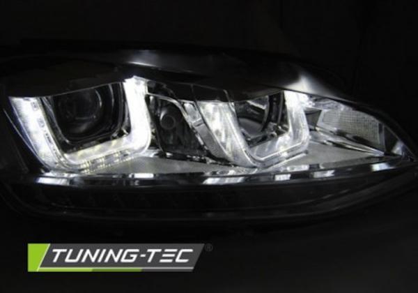 Scheinwerfer U-Tube LED Tagfahrlicht für VW Golf 7 12-16 Chrom mit LED Blinker