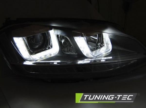 Scheinwerfer DRL LED Tagfahrlicht für VW Golf 7 12- Schwarz Rot mit LED Blinker
