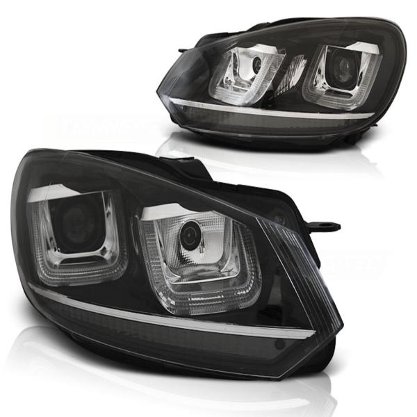 LED Tagfahrlicht Upgrade Scheinwerfer für VW Golf 6 08-12 schwarz / chrom