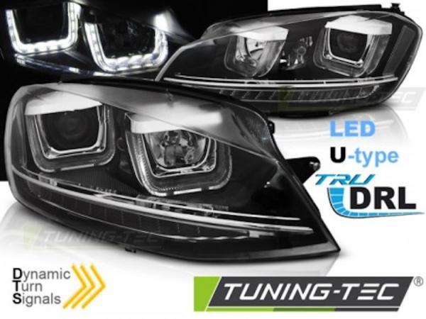 Scheinwerfer DRL LED Tagfahrlicht für VW Golf 7 2-16 Schwarz chrom dynamische Blinker