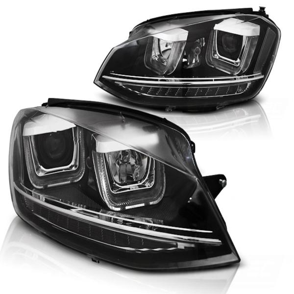Scheinwerfer DRL LED Tagfahrlicht für VW Golf 7 2-16 Schwarz chrom dynamische Blinker
