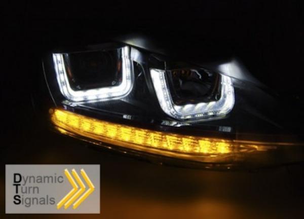 Scheinwerfer DRL LED Tagfahrlicht für VW Golf 7 Bj. 12-16 Schwarz Rot mit dynamischem Blinker